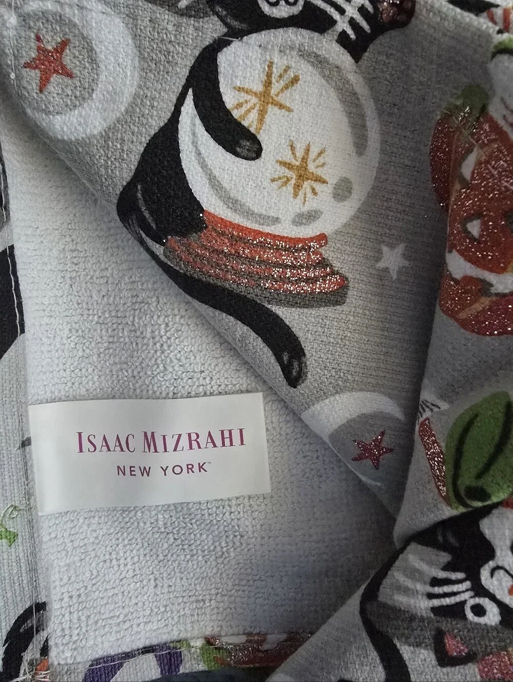 Isaac Mizrahi Kitchen Towel Witch Black Cats 2 Pc
